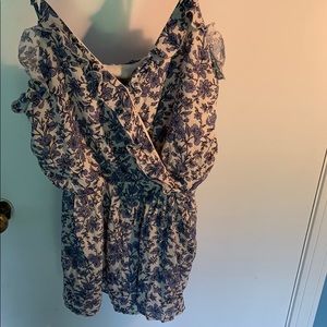 One Clothing blue and white floral romper